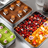 杰凯诺烘焙模具不锈钢保鲜食物盒 配菜盘 提拉米苏模具大中小三件套