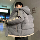 NASA BASE棉衣男冬季外套潮牌连帽保暖加大码羽棉绒服学生冬装加厚男棉袄子 灰色 L 100-115斤