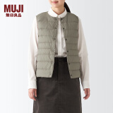 无印良品 MUJI 女式 便携式 无领 羽绒背心BDC30C2A舒适轻薄保暖蓬松马甲 浅棕色 M