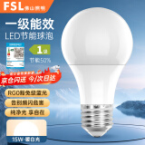 佛山照明（FSL）LED灯泡超亮节能光源无频闪RG0豁免级蓝光一级能效球泡E27螺口 15W 暖白光 明耀系列