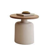 映巢（YINGCHAO）奶油风公寓茶几客厅家用小户型简约网红铁艺圆形马提尼民宿茶几 小号奶白底座+50直径桌面（圆形加厚边）