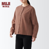 无印良品（MUJI）女式 法兰绒 立领衬衫 格子内搭 衬衣 纯棉全棉 女士秋款BCB19C1A 砖红色 S