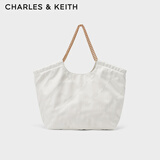 CHARLES&KEITH大容量柔软菱格包面链条单肩托特包包女包生日礼物CK2-30151287 White白色 XL