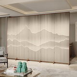 瑾轩府屏风隔断2023新款酒店大厅办公室客厅入户门玄关可移动遮挡装饰 碳晶木 定制图案