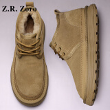 Z.R.Zoro品牌雪地靴男2025秋冬季新款皮毛一体加绒保暖棉鞋男厚底休闲男鞋 甘草色（现货） 40