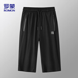 罗蒙（ROMON）休闲短裤男士夏季冰丝七分裤运动男裤薄款速干裤子男DK79黑色 2XL