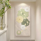 集简季奶油风入户玄关装饰画九鱼图砂岩肌理正对门壁画过道走廊竖版挂画