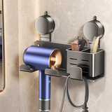 一卫吹风机置物架免打孔卫生间收纳绕线电吹风挂架吹风筒支架浴室架子 【三代绕线】太空铝-双筒款