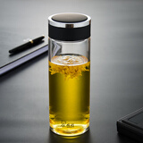 希诺（HEENOOR）玻璃杯单层加厚大容量泡茶杯男士户外运动耐热水杯便携车载水杯子 磨砂杯盖490ml-专柜款【无滤网】 新品