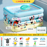 川岛熊婴儿游泳池家用充气折叠宝宝海洋球池（1.2米蓝+电泵礼包）