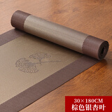 曲墨茶席茶桌垫布茶盘专用垫干泡茶台布艺长条新中式禅意轻奢高端茶旗 棕色银杏叶【30*180cm】