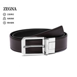 杰尼亚（Ermenegildo Zegna）双面徽标装饰针扣腰带 B011PZ 黑/棕色110cm