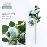 野派欧式复古保加利亚玫瑰仿真花束假花绢花客厅装饰陶瓷花瓶花艺摆件 单枝浅蓝玫瑰