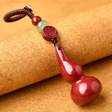 灵菲朱砂葫芦钥匙扣绿玉髓福禄平安挂件马年本命年骐骥红生日礼物证书