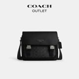 蔻驰（COACH）奥莱男士经典标志老花 RACER信使包斜挎 QB/炭黑色/黑色