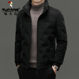 啄木鸟轻薄白鸭绒羽绒服男冬季新品立领男士商务休闲防寒保暖外套男上衣 黑色 XL /180 【建议130-145斤】