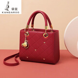 袋鼠（KANGAROO）红色包包女包2024七夕手提包单肩斜挎包新娘包戴妃包时尚洋气 红色