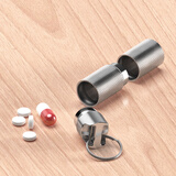 徕本钛合金中号双层钥匙扣药盒挂件随身便携式高档密封急救迷你小药瓶