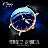 迪士尼（Disney）手表女款初高中学生2025新款双日历机械中高考考试专用表成人礼物 星空黑+双日历