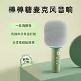 猫王收音机猫王灵感棒棒糖麦克风音响唱歌小话筒一体K歌家用KTV直播唱歌直播录音蓝牙音箱 抹茶绿