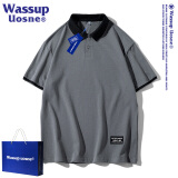 WASSUP UOSNE官方潮牌短袖t恤男士夏季纯棉Polo半袖衫体恤男装内搭上衣打底衫 灰色 M