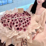 花旺鲜花速递花礼乌梅子酱玫瑰花束生日礼物送女友老婆真鲜花同城配送 【暖阳味道】52支乌梅子酱心形|JD285