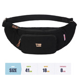 Troop男帆布腰包运动挎包胸包男复古手机运动腰包欧美户外斜跨帆布包 大号帆布版纯黑色345升级