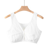 妈妈前开扣内衣女纯棉背心式无钢圈文胸大码中老年人全棉薄款胸罩 白色1件 46号（建议140-170斤）