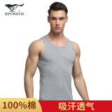七匹狼男士背心男100%纯棉健身运动背心打底衫舒适透气跨栏吊带汗衫内衣 细螺纹纯棉单条（灰色） 2XL (180/105推荐体重150-170斤)
