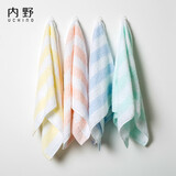 内野（UCHINO）无捻清新条纹纯棉方巾4条装小毛巾吸水儿童洗脸毛巾 蓝绿粉黄
