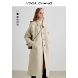 VEGA CHANG毛呢大衣女中长款2024冬新款爱心扣高级感外套 燕麦色 S