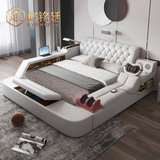 岚邱铭廷 LVCHIUMT 现代简约真皮大床主卧按摩多功能储物智能电动升降床垫榻榻米床 豪华旗舰版+智能电动升降床垫  1500mm*2000mm