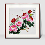 紫腾随轩新中式牡丹花开富贵装饰画客厅餐厅背景墙画卧室床头挂画壁画 图11 50*50cm（有机玻璃）