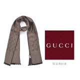 GUCCI 古驰围巾 女士经典双G印花羊毛围巾 信封袋款 浅棕色 165904 3G646 9664