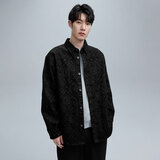 太平鸟男装夹克休闲印花宽松牛仔茄克外套 黑色3 S 