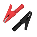 炬汇 全包30A电瓶夹子鳄鱼夹电线夹中号带4mm插孔 插式高压全包护套夹 红黑一套