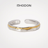 RHODON情侣对戒纯银闭口素圈女食指一对银戒指男小众定制求婚礼物银饰 沙海-开口女款（均码）