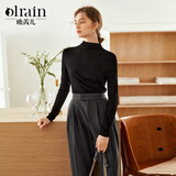 Olrain欧芮儿半高领莫代尔长袖T恤女装秋冬修身丝滑打底衫内搭女 黑色 XL