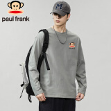 大嘴猴（paul frank）长袖T恤男士2024秋季宽松内搭休闲圆领打底衫上衣男云雾灰3XL