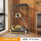 宠趣汇龙猫松鼠笼子柜笼超大号多层加密家用大别墅花枝鼠密袋鼬专用笼子 加长无轮2层【47_37_78】 基础款【托盘+爬梯+笼子】