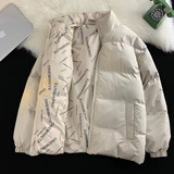 策息棉服男情侣棉服女棉衣冬季羽面包绒服潮流加厚外套男士棉袄棉衣 2216白色 L -建议100-120斤左右