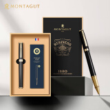 梦特娇（MONTAGUT）签字笔商务宝珠笔礼盒装黑色替换笔芯1笔2芯 礼遇系列 黑丽雅0.5mm