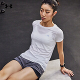 安德玛（UNDERARMOUR）HeatGear Armour女子透气训练运动短袖T恤1328964 白色100 L