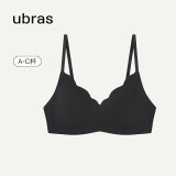 ubras花瓣杯软支撑文胸罩细肩带女士内衣女无钢圈聚拢送礼黑-背勾S