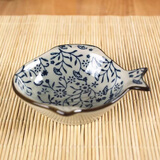 和风四季 味碟日式釉下彩餐具手绘四方碟圆味碟调味料碟子沾碟复古餐具 青花鱼味碟(单个) 10.5cm