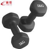 诚悦彩色浸塑哑铃男女士家用健身肌肉手臂塑形轻重量雅黑5kg*2CY-571