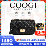 COOGI包包女包轻奢品牌单肩斜挎包头层牛皮2025年新款圣诞元旦节送礼物 黑色