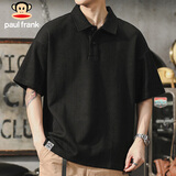 大嘴猴（paul frank）短袖T恤男夏季短袖男士休闲Polo衫宽松凉感衣服男装 黑色 M
