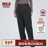 无印良品（MUJI）女式 弹力起毛 抽褶裤 休闲西裤长裤子春秋款 BE1P0C3A 深棕色 M(160/66A)