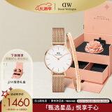 丹尼尔惠灵顿（DanielWellington） DW女表简约腕表28mm白盘石英表圣诞礼物DW00100219+DW00400001